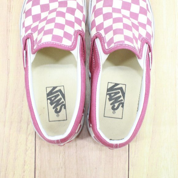 Vans Off the Wall Red Cream Checkerboard Slip On Sneaker Shoes Size L 7 M 5.5 - Picture 8 of 9